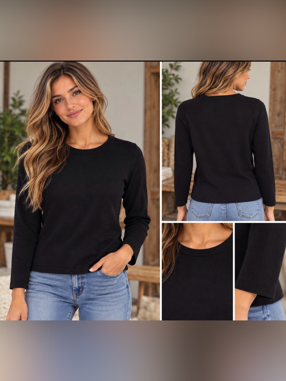 HENRI BENDEL NEW YORK Black Silk Blend Crew Neck Sweater LUXURY 🖤 SZ M
NWOT